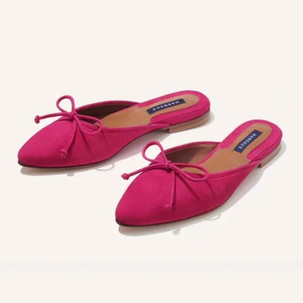 Margaux Pink Flats with Bow Detail